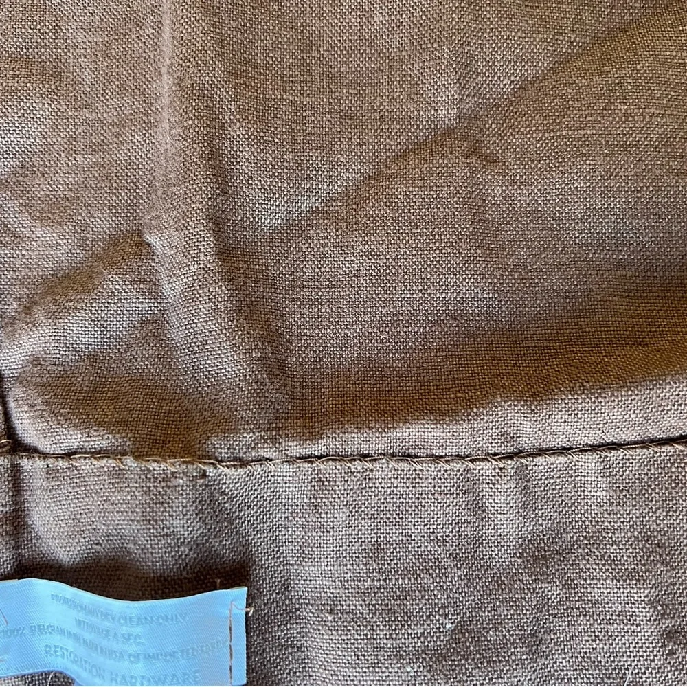 Pair of Brown Restoration Hardware Linen Curtains